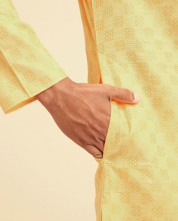 Diwas Men Sunshine Yellow Cotton Kurta