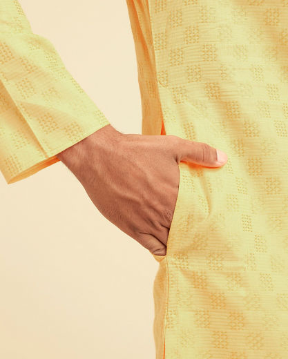 Diwas Men Sunshine Yellow Cotton Kurta