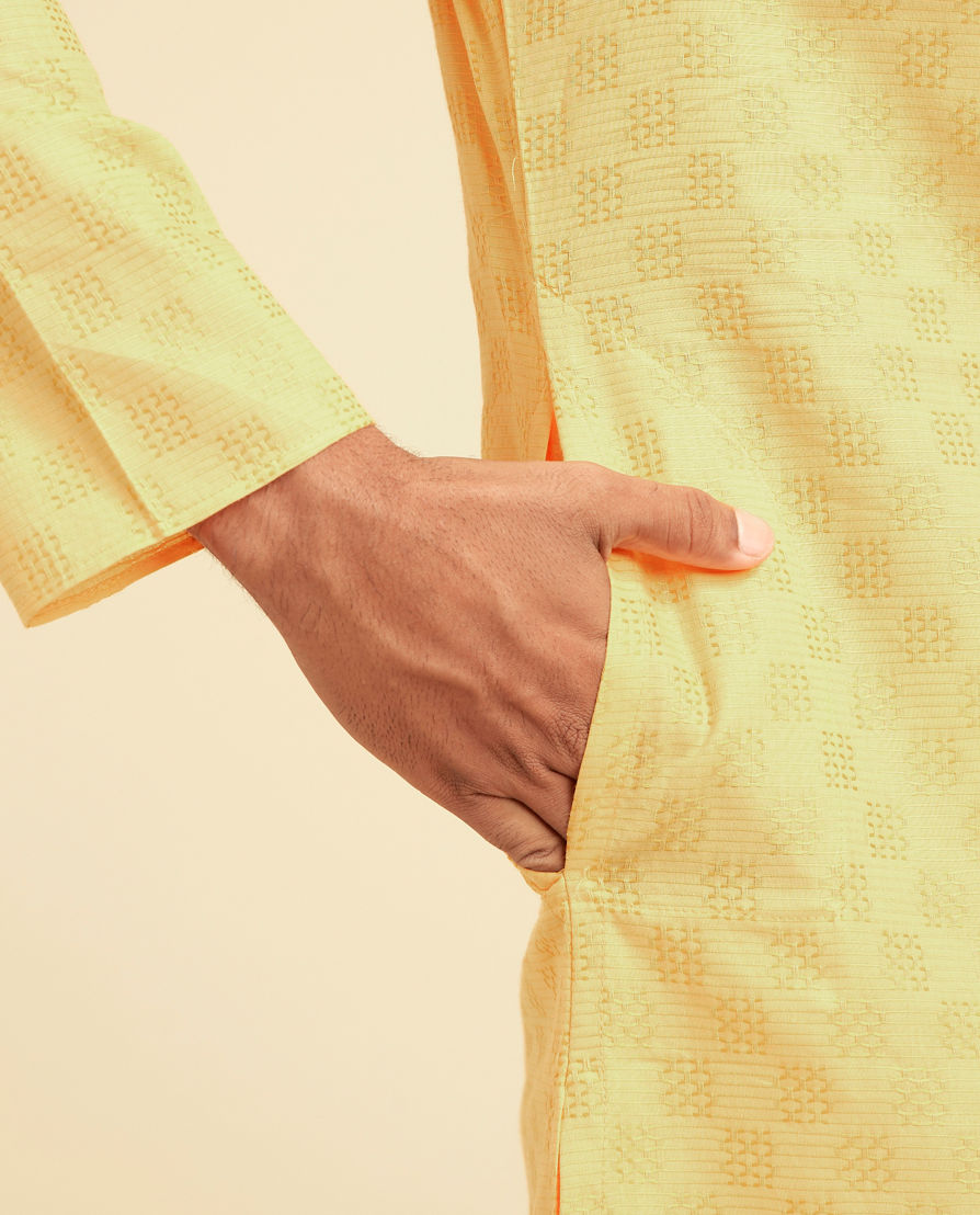 Diwas Men Sunshine Yellow Cotton Kurta