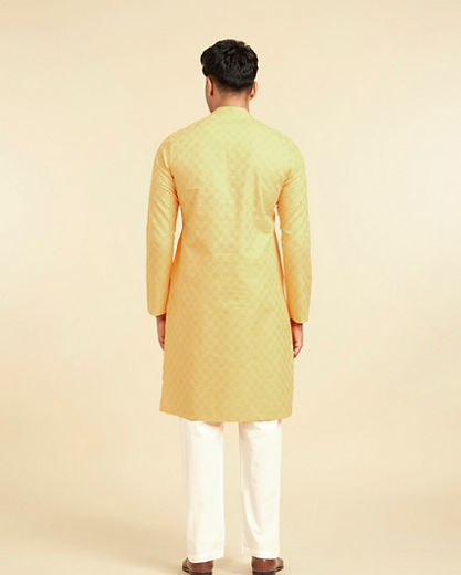 Diwas Men Sunshine Yellow Cotton Kurta