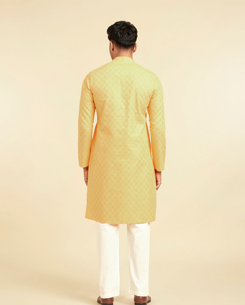 Diwas Men Sunshine Yellow Cotton Kurta