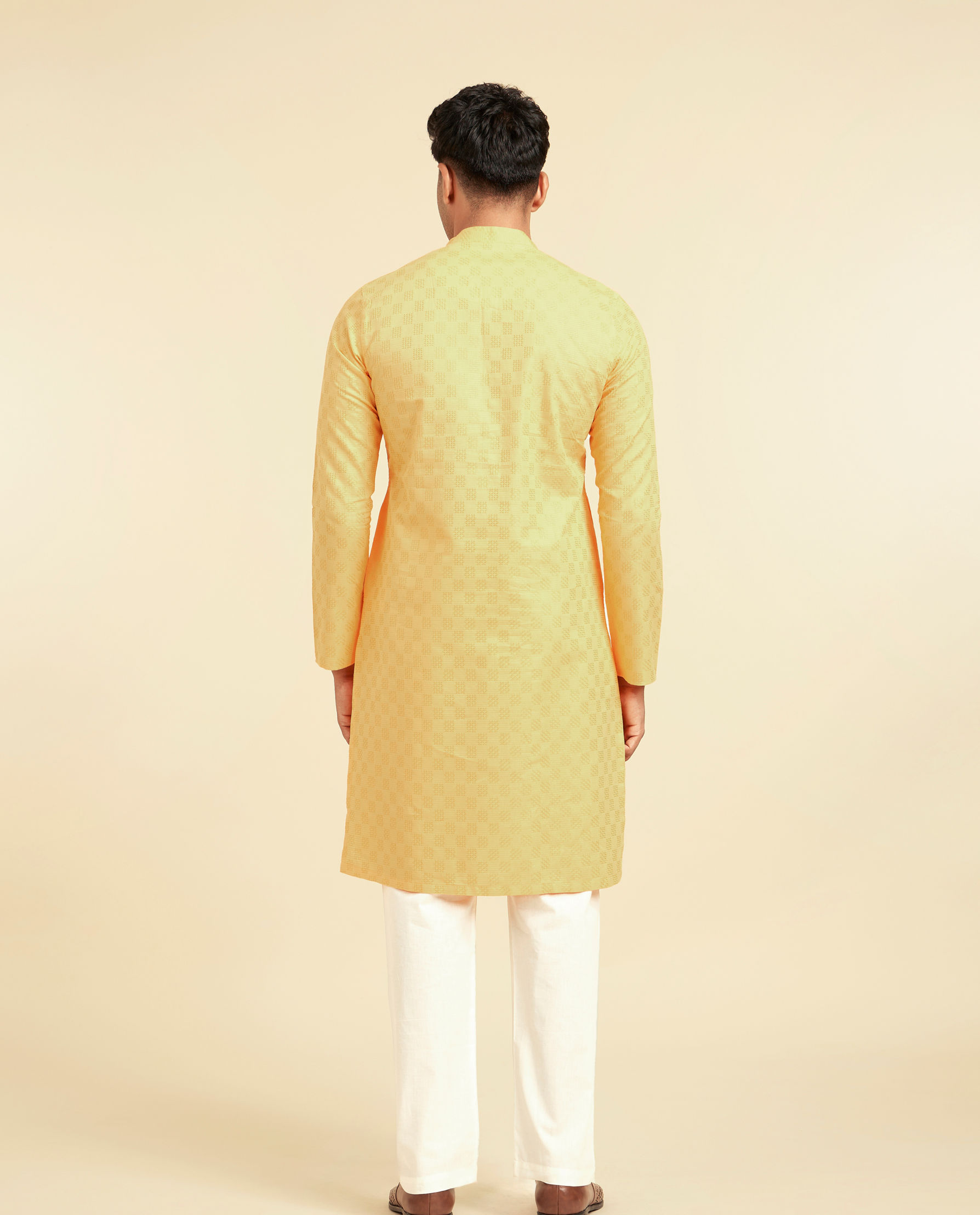 Diwas Men Sunshine Yellow Cotton Kurta