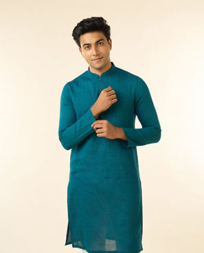 Diwas Men Verdant Teal Green Kurta