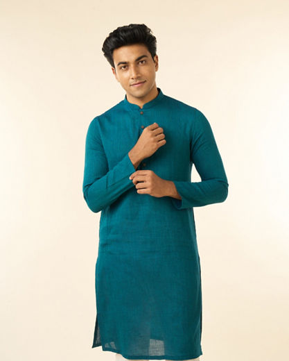 Diwas Men Verdant Teal Green Kurta