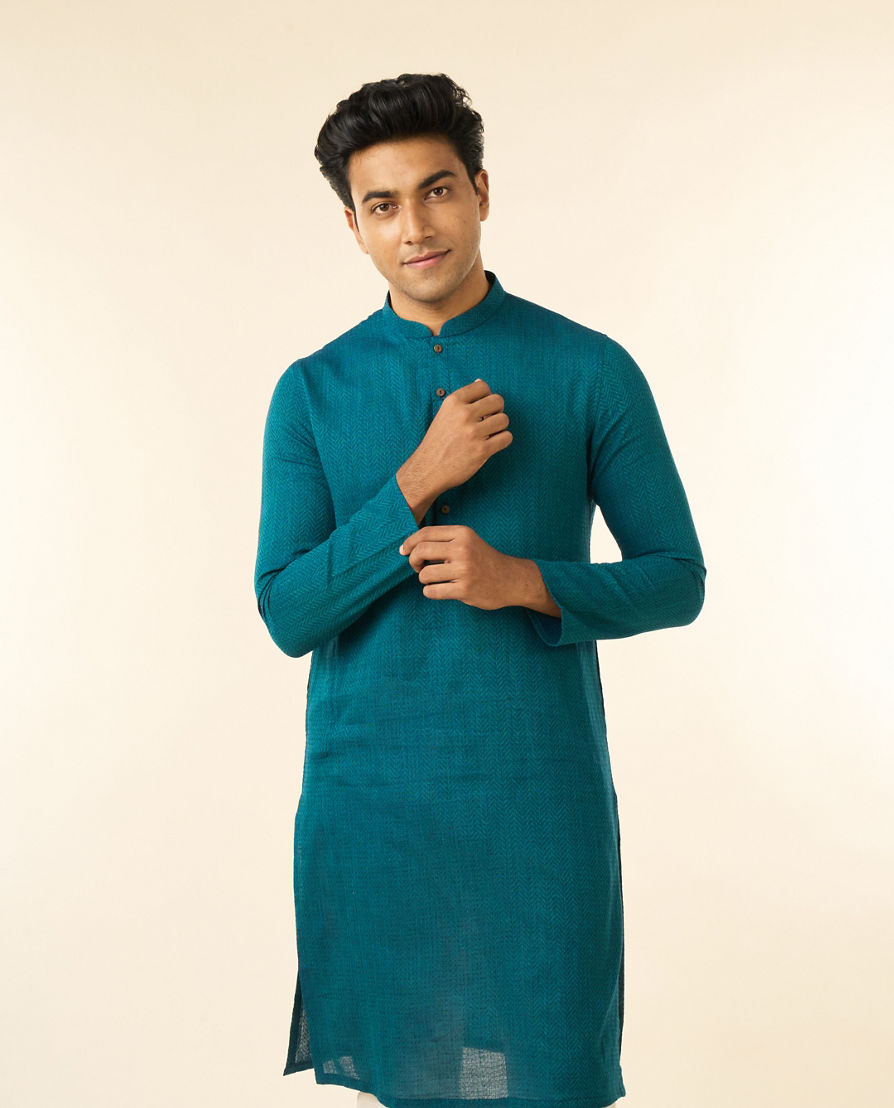 Diwas Men Verdant Teal Green Kurta