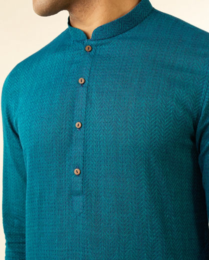 Diwas Men Verdant Teal Green Kurta