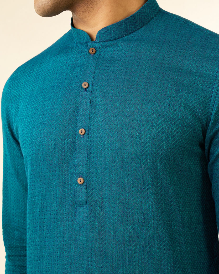 Diwas Men Verdant Teal Green Kurta