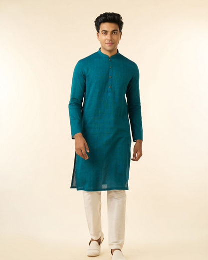 Diwas Men Verdant Teal Green Kurta