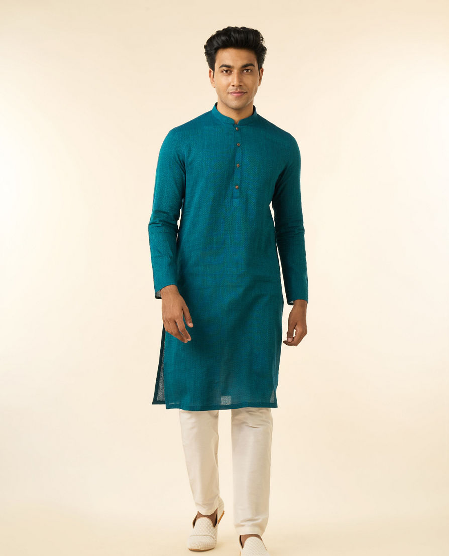 Diwas Men Verdant Teal Green Kurta