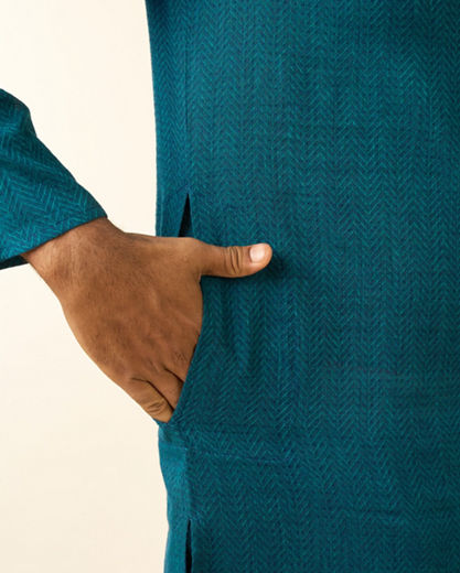Diwas Men Verdant Teal Green Kurta