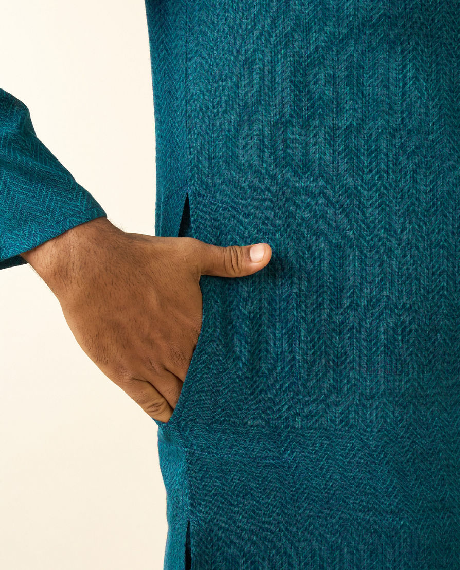 Diwas Men Verdant Teal Green Kurta