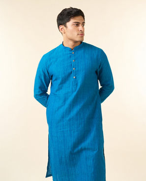 Diwas Men Mid Blue Festive Charm Kurta