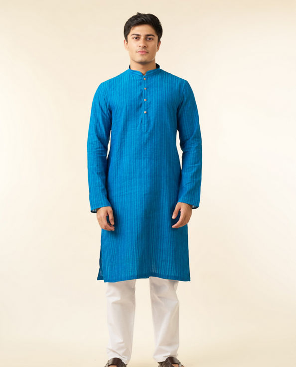 Diwas Men Mid Blue Festive Charm Kurta