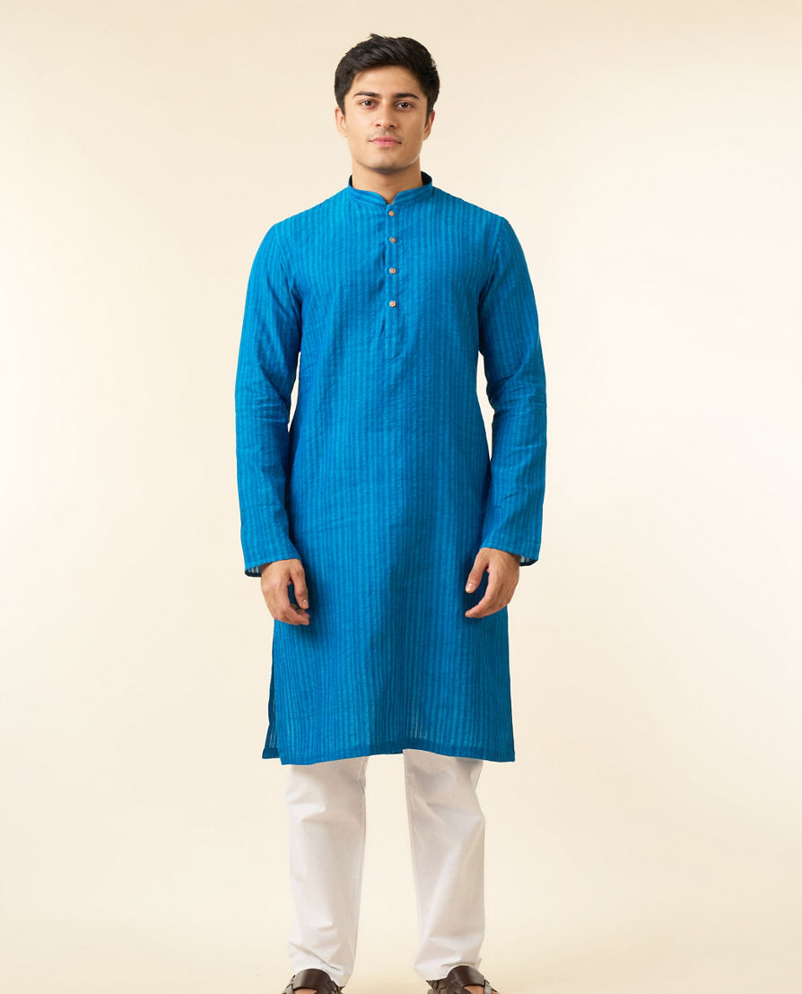 Diwas Men Mid Blue Festive Charm Kurta