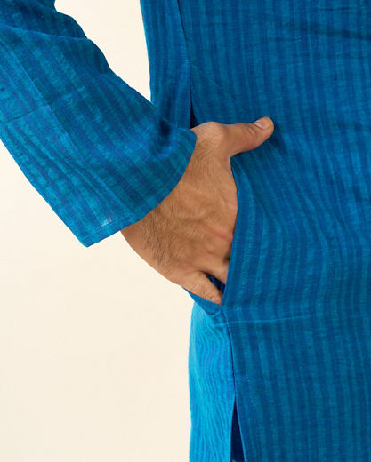 Diwas Men Mid Blue Festive Charm Kurta