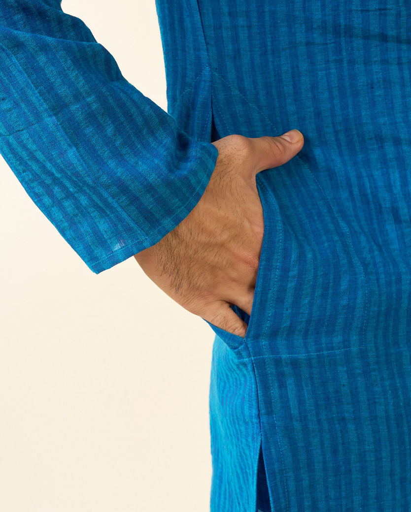 Diwas Men Mid Blue Festive Charm Kurta