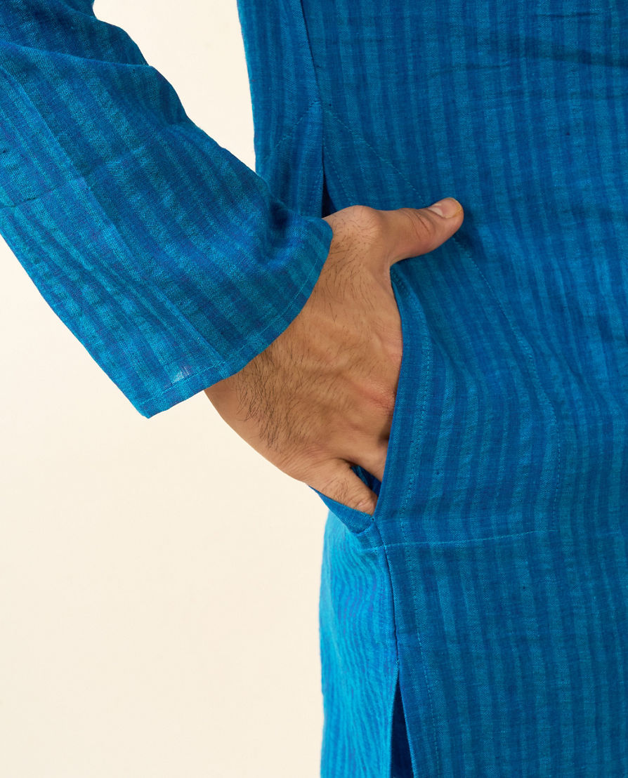 Diwas Men Mid Blue Festive Charm Kurta