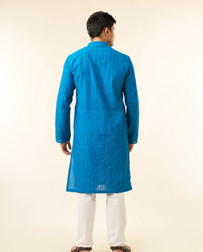 Diwas Men Mid Blue Festive Charm Kurta