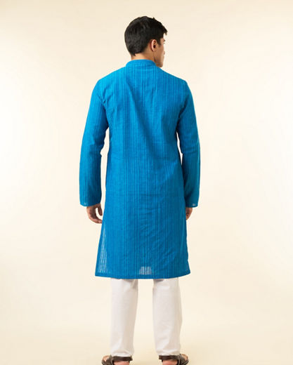 Diwas Men Mid Blue Festive Charm Kurta