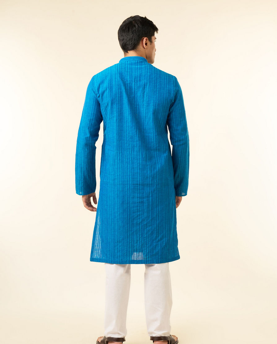 Diwas Men Mid Blue Festive Charm Kurta