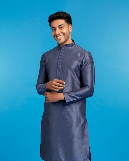 Diwas Men Radiant Dark Blue Skyline Kurta