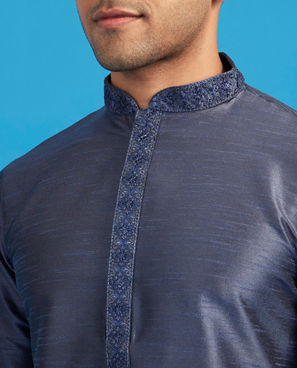 Diwas Men Radiant Dark Blue Skyline Kurta