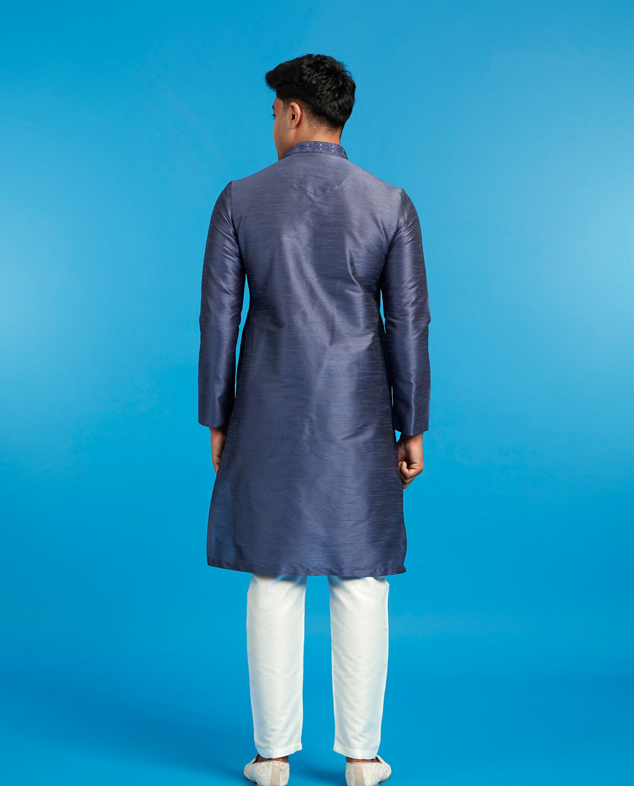 Diwas Men Radiant Dark Blue Skyline Kurta
