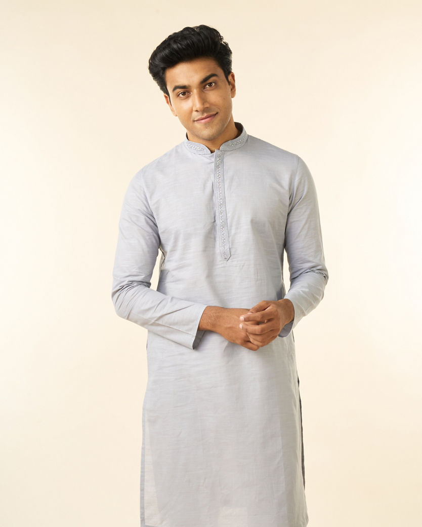Diwas Men Light Grey Regal Cotton Kurta