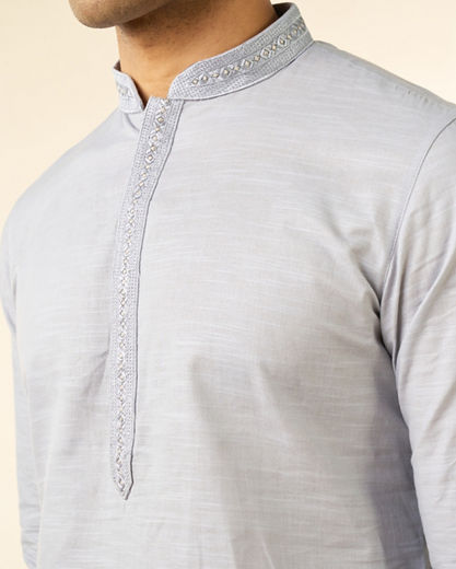 Diwas Men Light Grey Regal Cotton Kurta