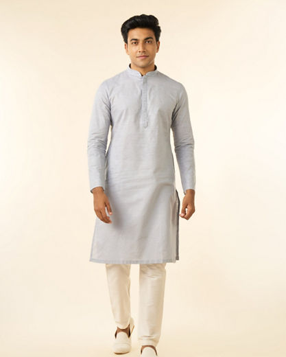 Diwas Men Light Grey Regal Cotton Kurta