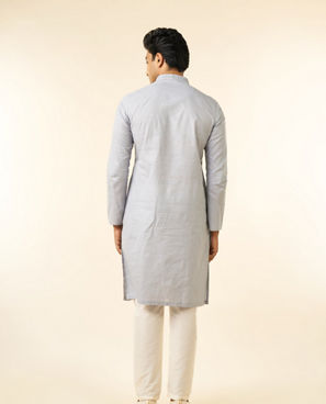 Diwas Men Light Grey Regal Cotton Kurta
