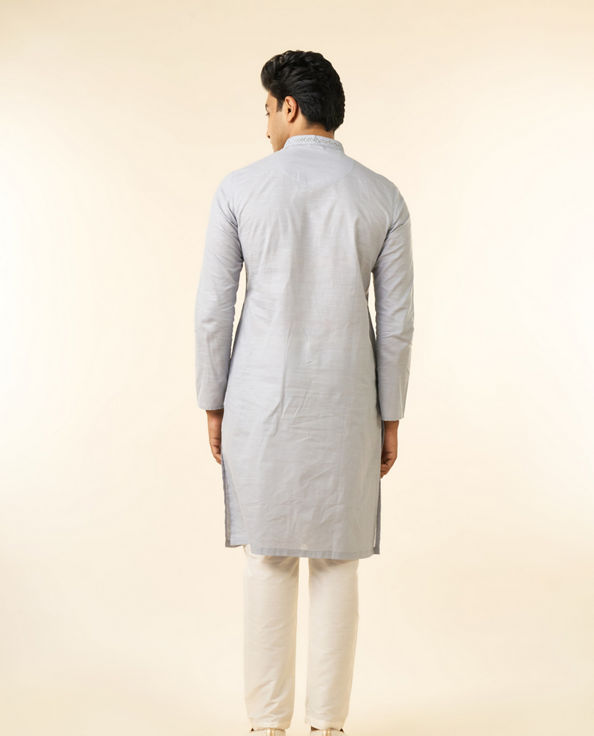 Diwas Men Light Grey Regal Cotton Kurta