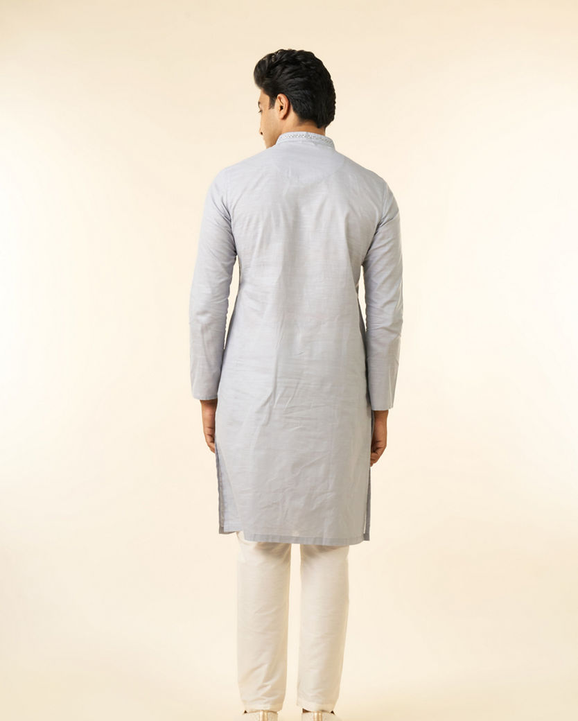 Diwas Men Light Grey Regal Cotton Kurta