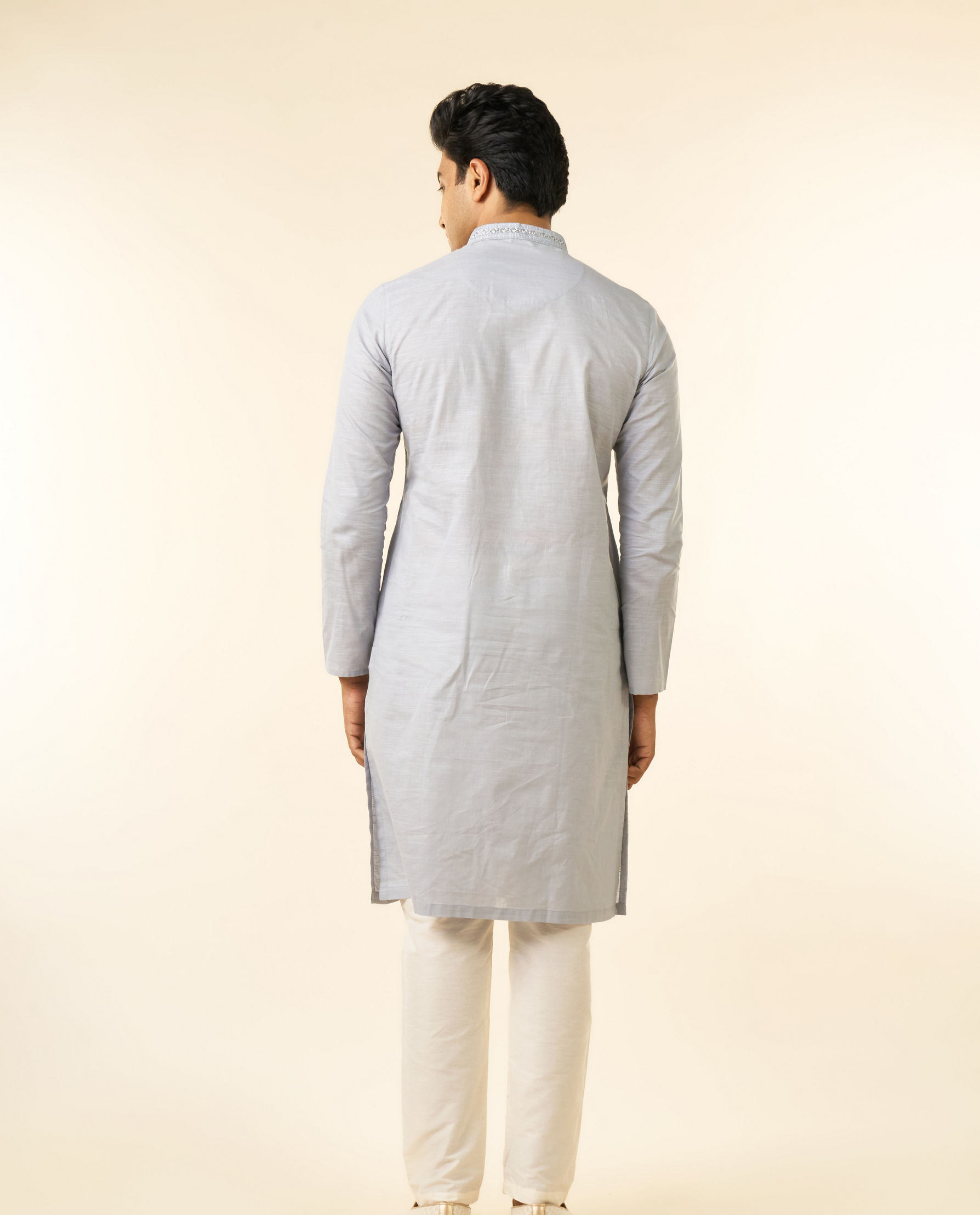 Diwas Men Light Grey Regal Cotton Kurta