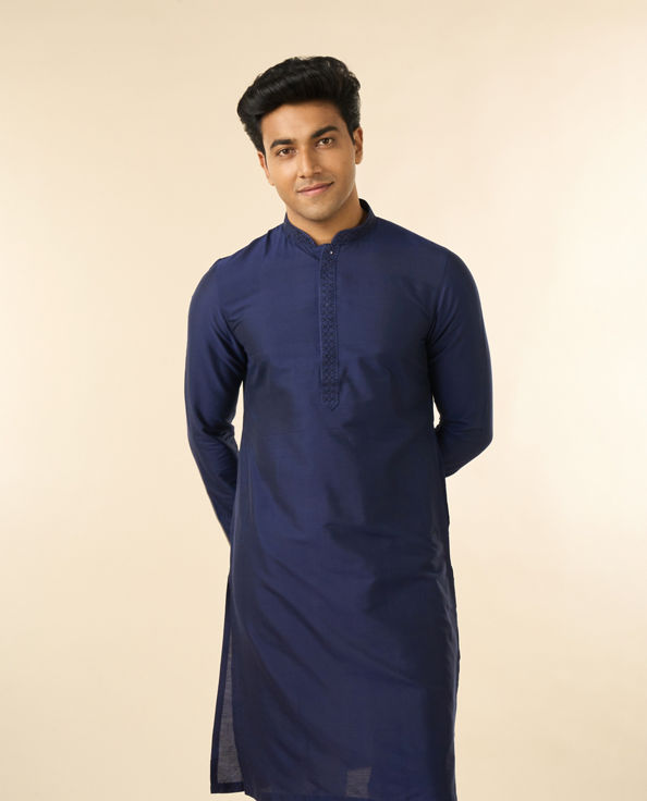 Diwas Men Elegance Viscose Kurta in Mid Blue