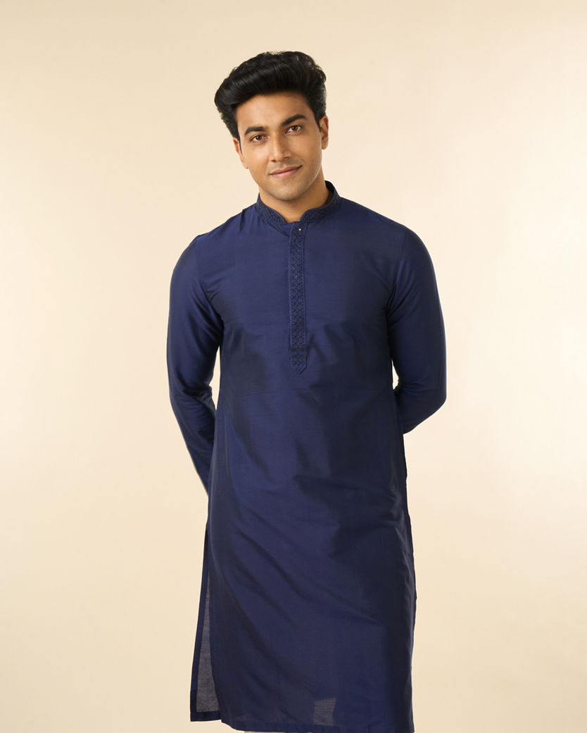 Diwas Men Elegance Viscose Kurta in Mid Blue