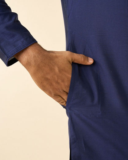 Diwas Men Elegance Viscose Kurta in Mid Blue