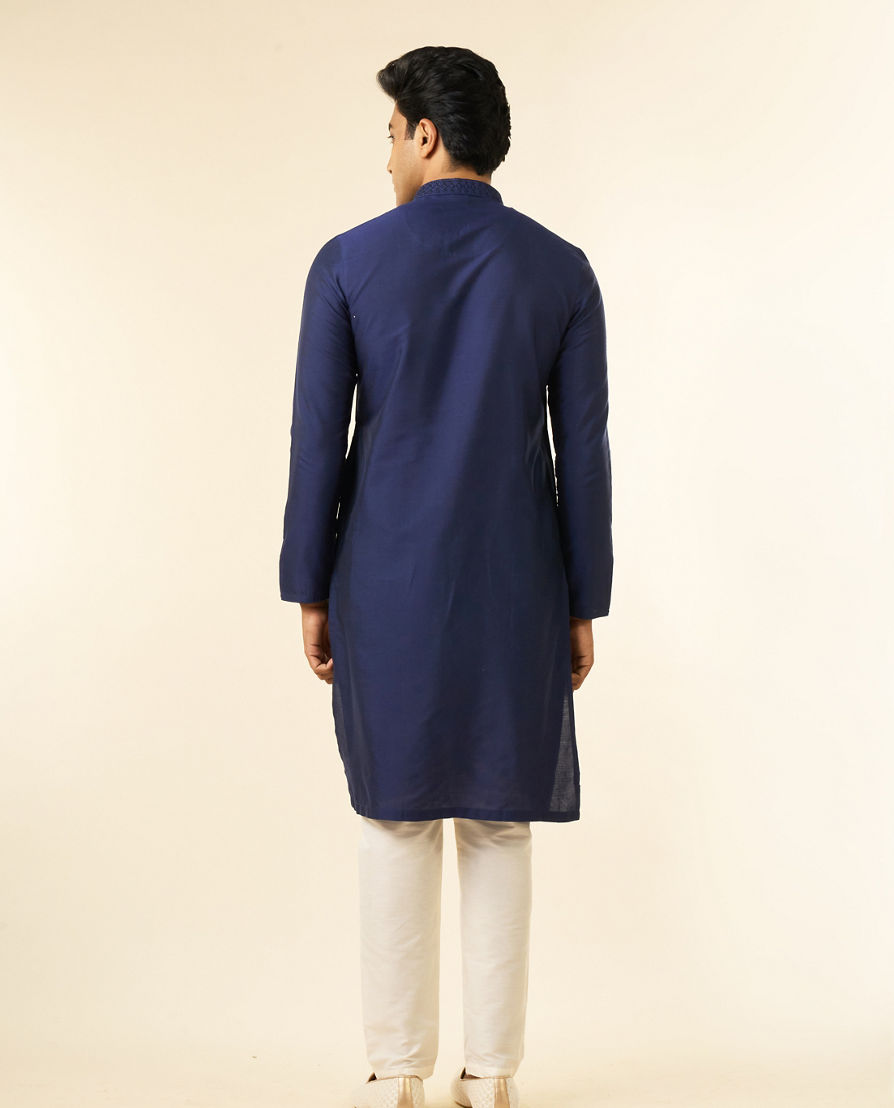 Diwas Men Elegance Viscose Kurta in Mid Blue