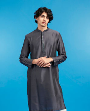 Diwas Men Dark Grey Elegance Kurta