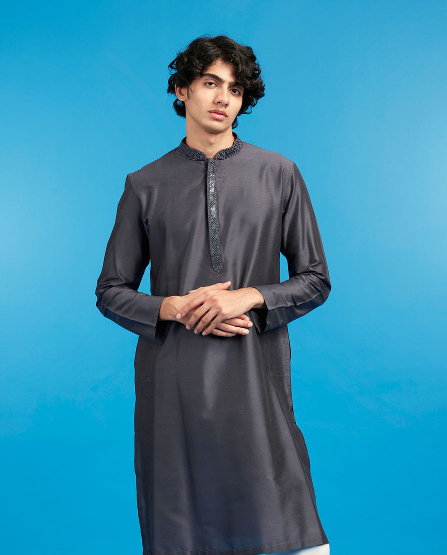 Diwas Men Dark Grey Elegance Kurta