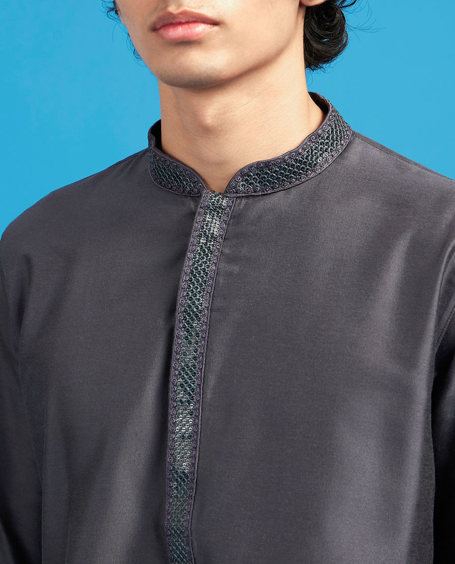 Diwas Men Dark Grey Elegance Kurta