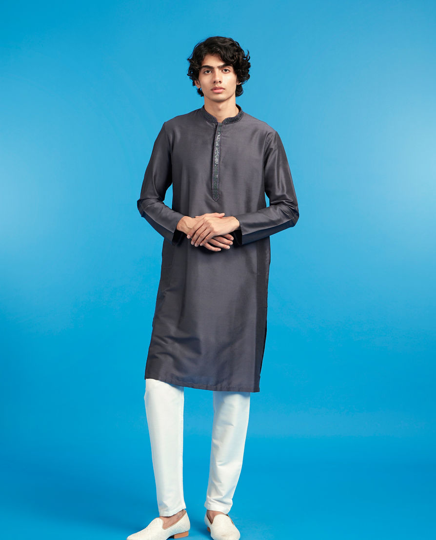 Diwas Men Dark Grey Elegance Kurta