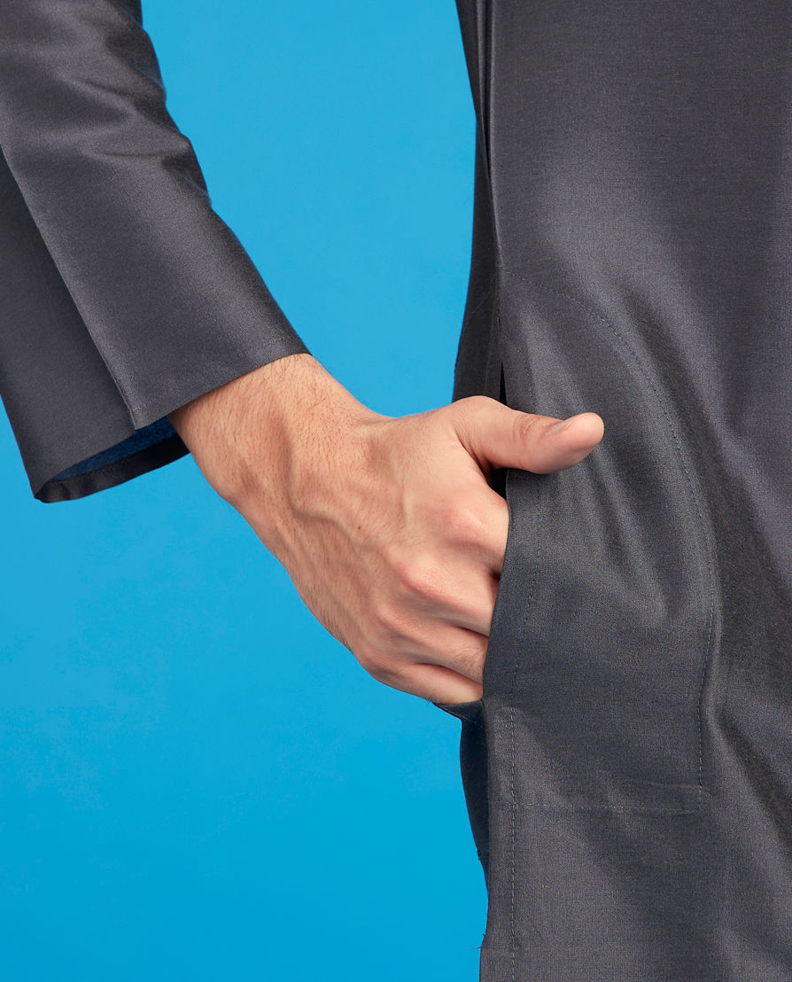 Diwas Men Dark Grey Elegance Kurta