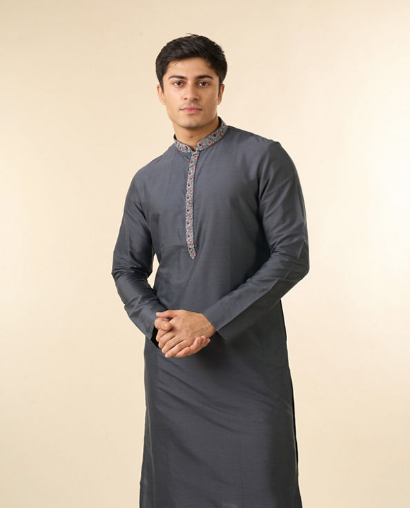 Diwas Men Charming Dark Grey Kurta