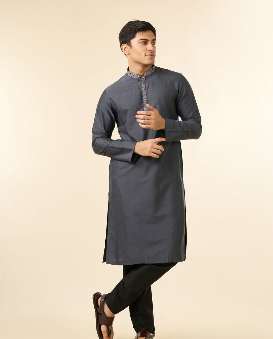 Diwas Men Charming Dark Grey Kurta