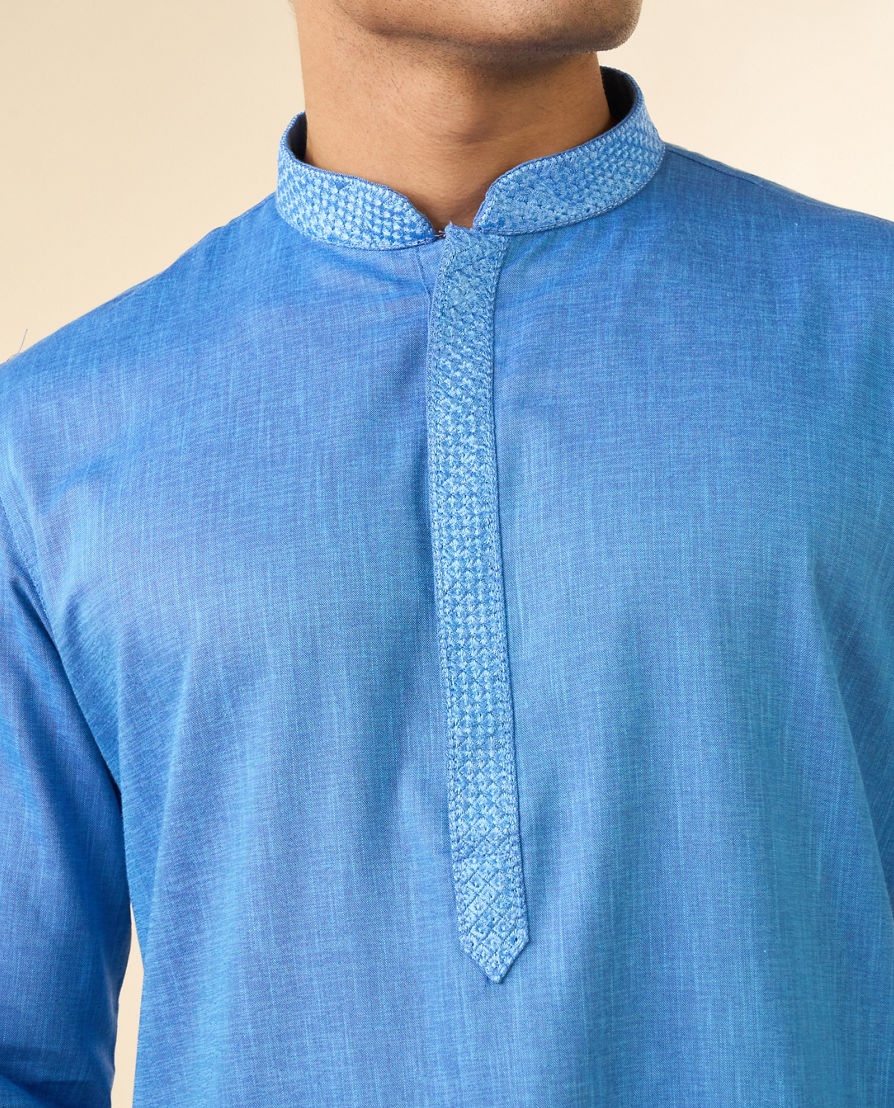 Diwas Men Mid Blue Dazzling Kurta