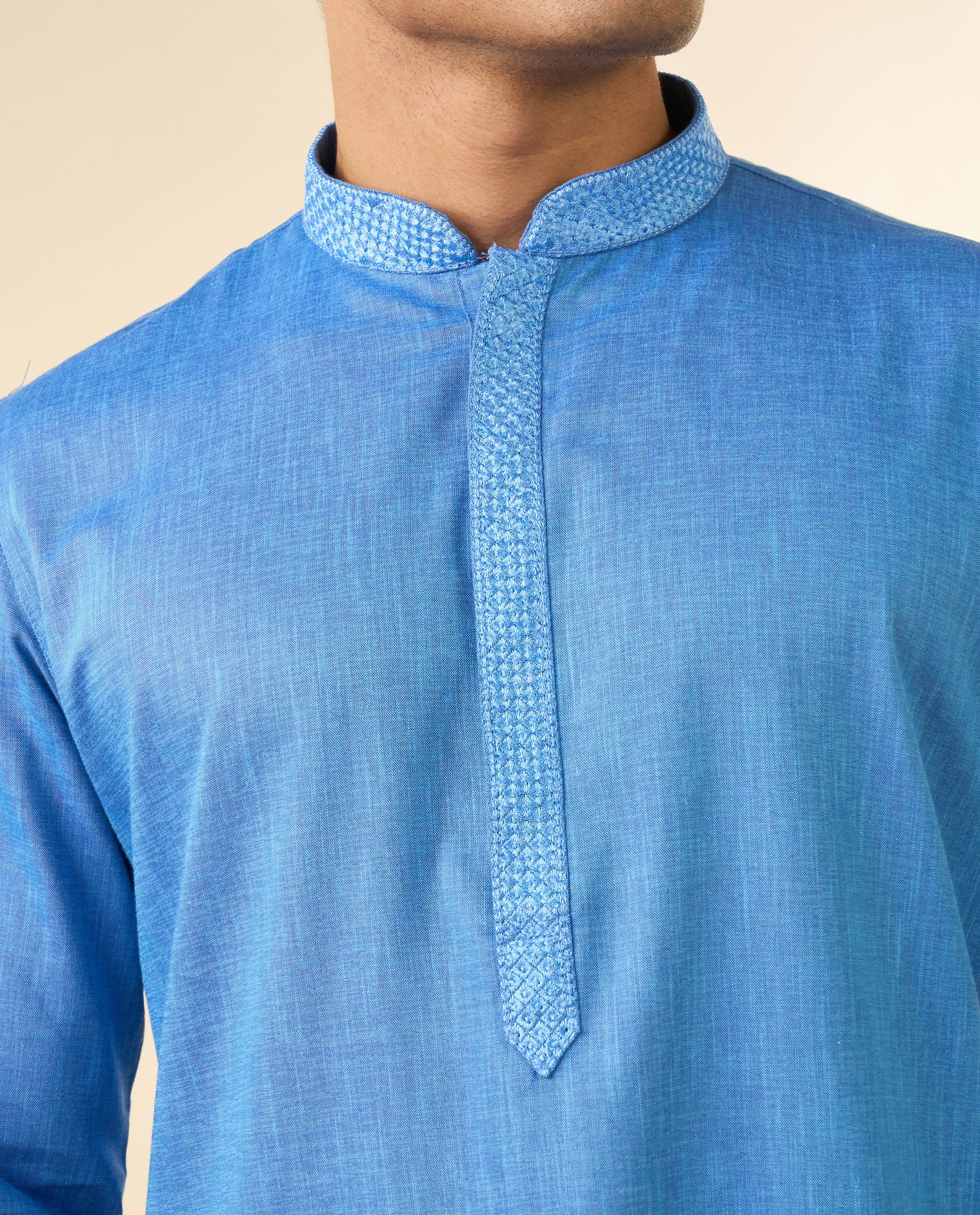 Diwas Men Mid Blue Dazzling Kurta