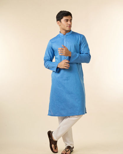 Diwas Men Mid Blue Dazzling Kurta