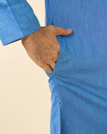 Diwas Men Mid Blue Dazzling Kurta
