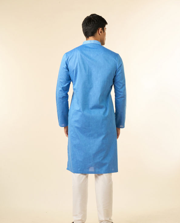 Diwas Men Mid Blue Dazzling Kurta